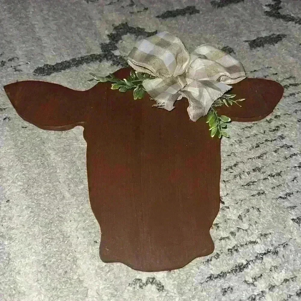 Wooden Cow Face Silhouette Handmade Super Cute‎